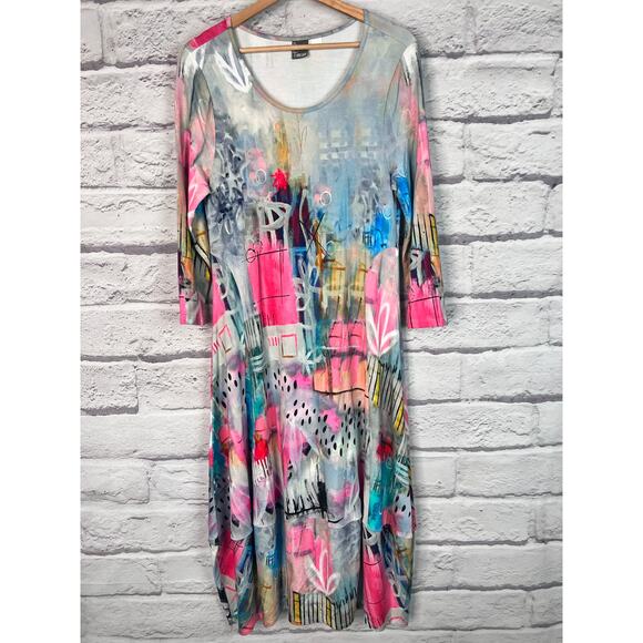 SIMPLY ART DOLCEZZA Women's S The Best Things In Life Abstract Art Midi Dress‎ - Picture 3 of 12